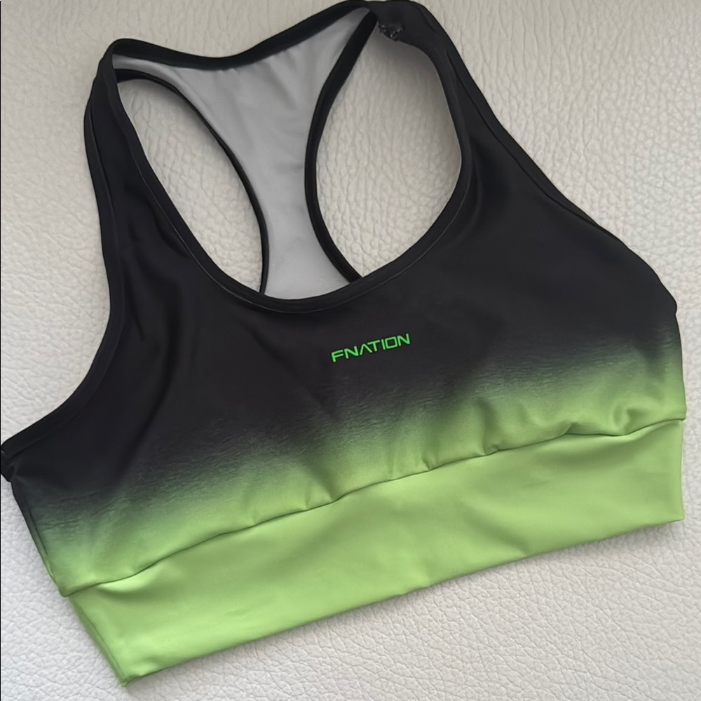 Black and Green Racerback Sports Bra
